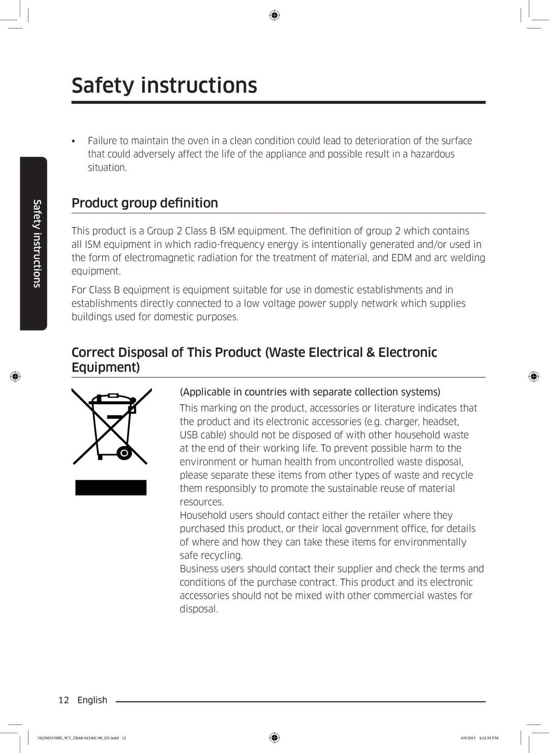 Samsung NQ50J3530BS/WT manual Product group definition 