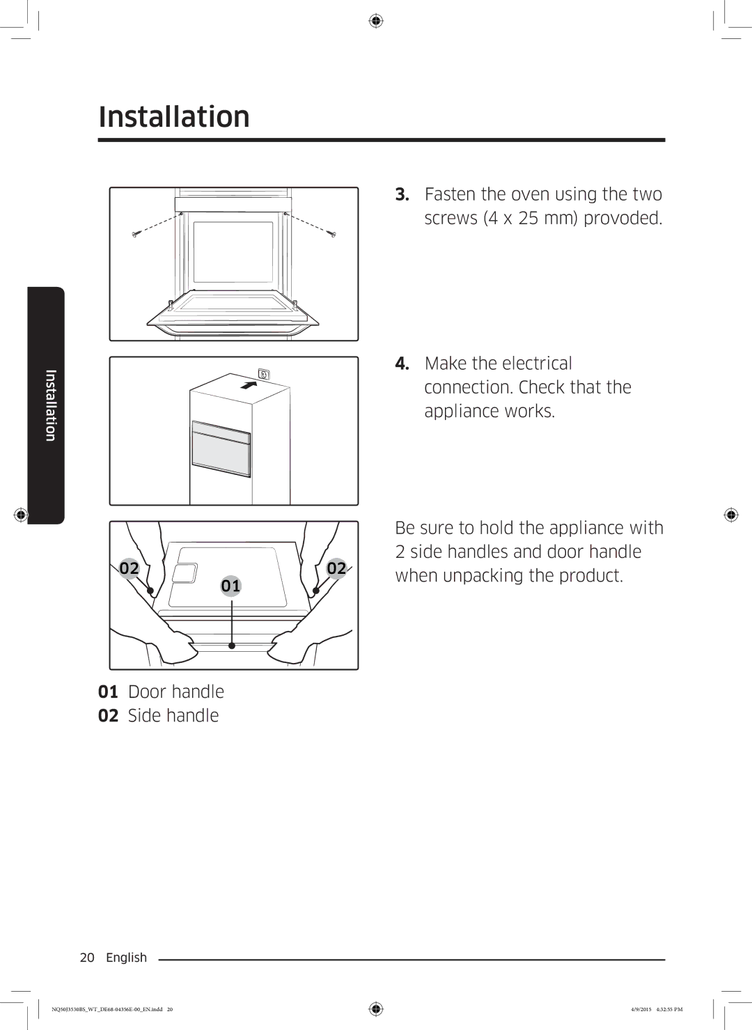 Samsung NQ50J3530BS/WT manual Installation 