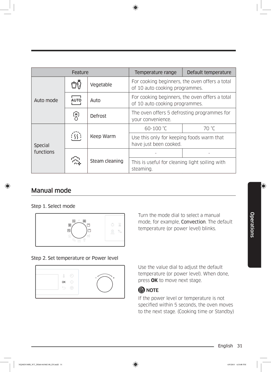 Samsung NQ50J3530BS/WT manual Manual mode 