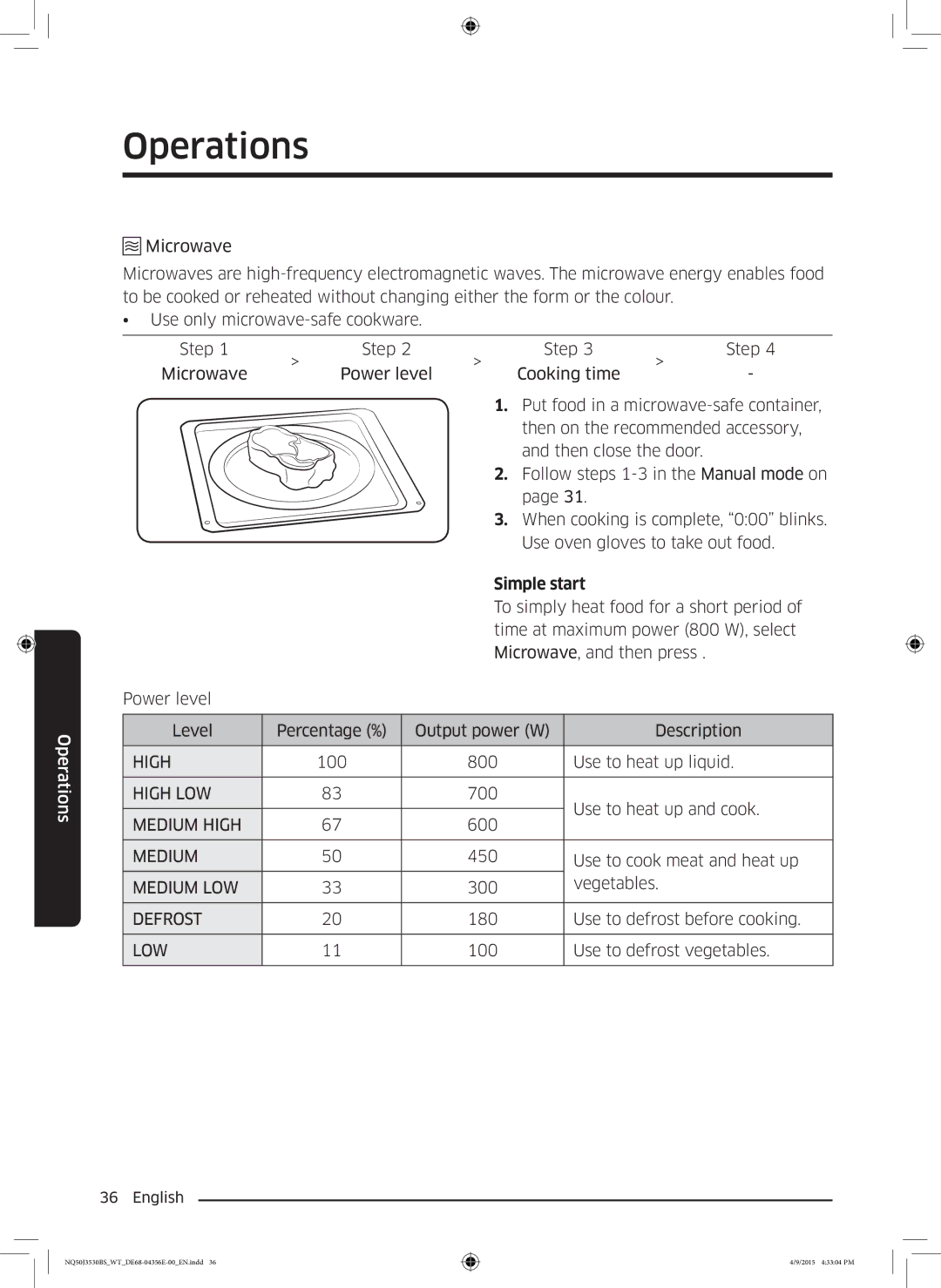 Samsung NQ50J3530BS/WT manual Simple start, Low 