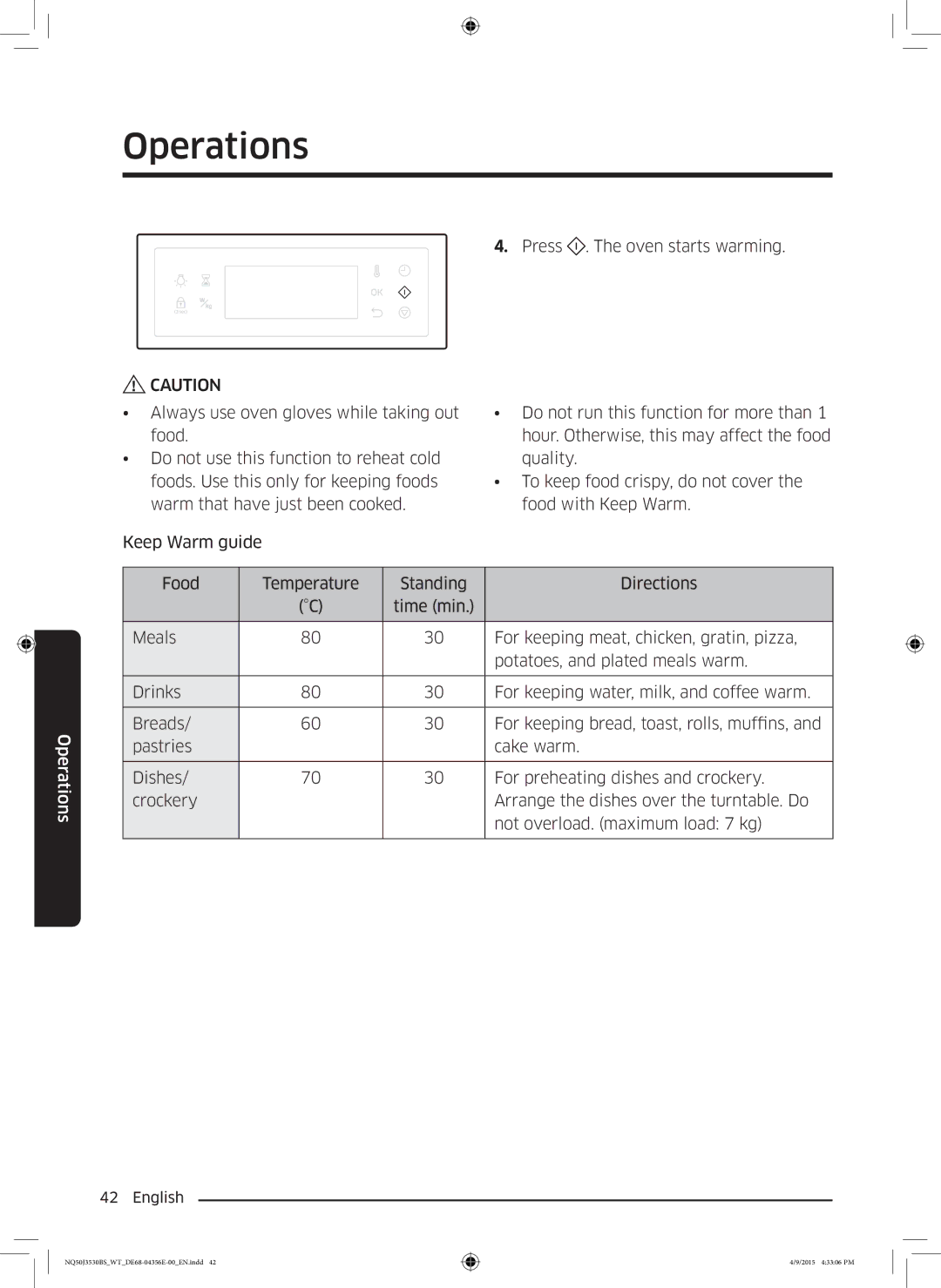 Samsung NQ50J3530BS/WT manual Operations 