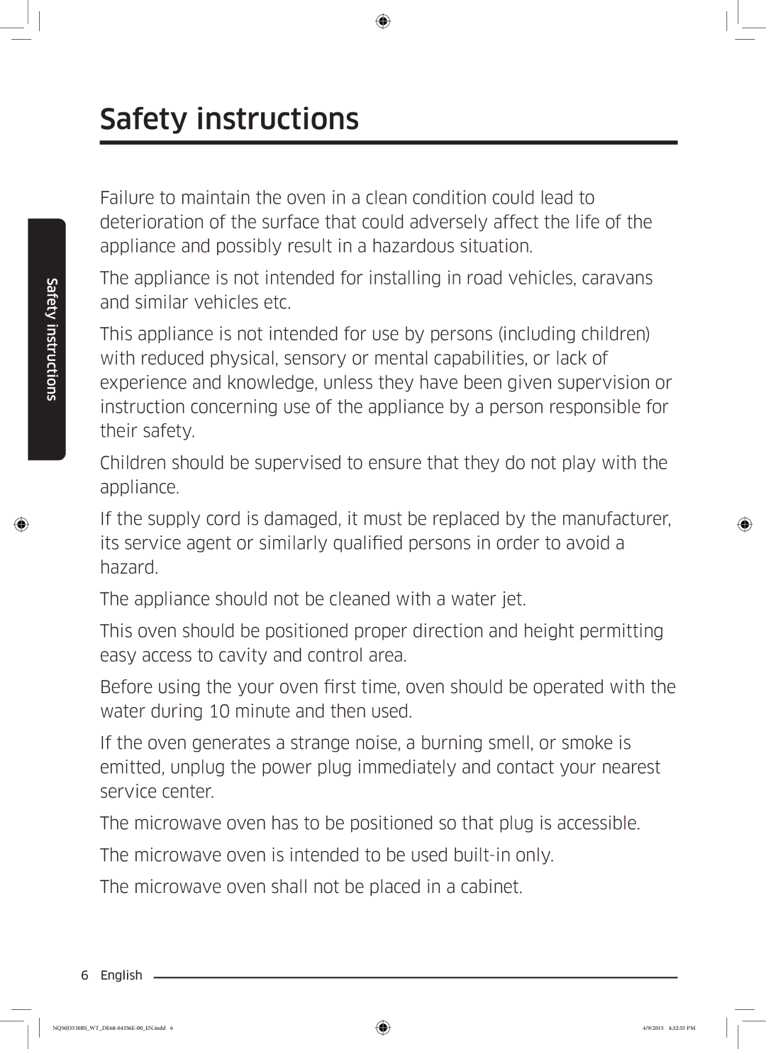 Samsung NQ50J3530BS/WT manual Safety instructions 