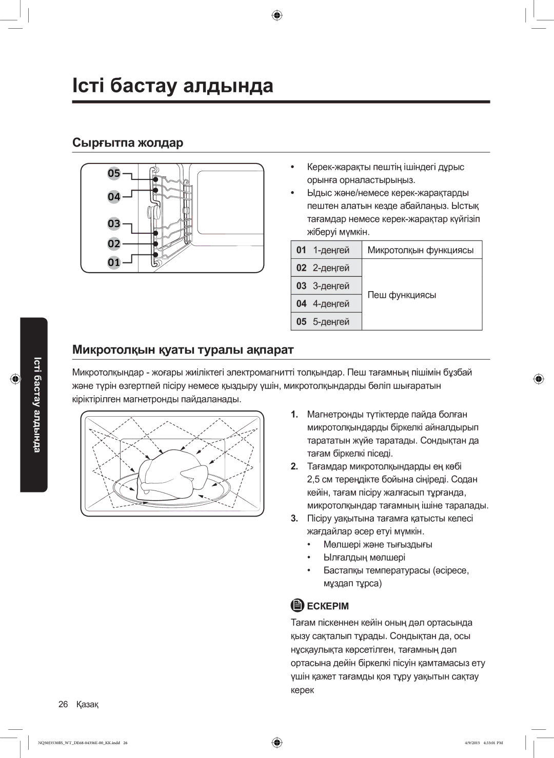 Samsung NQ50J3530BS/WT manual Сырғытпа жолдар, Микротолқын қуаты туралы ақпарат 