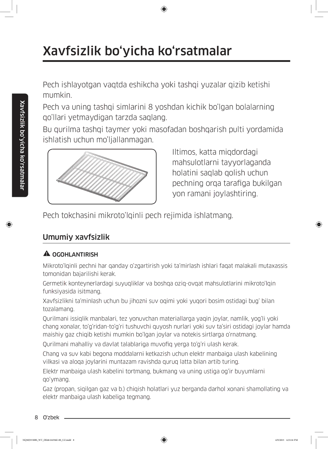 Samsung NQ50J3530BS/WT manual Ogohlantirish 