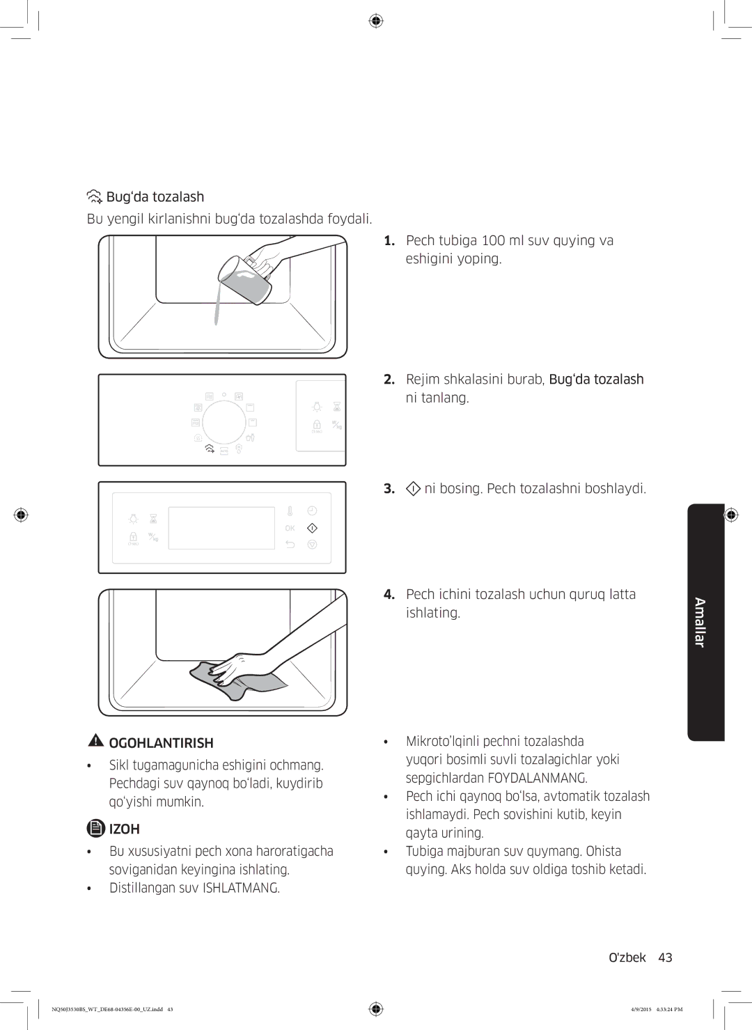 Samsung NQ50J3530BS/WT manual Ogohlantirish 