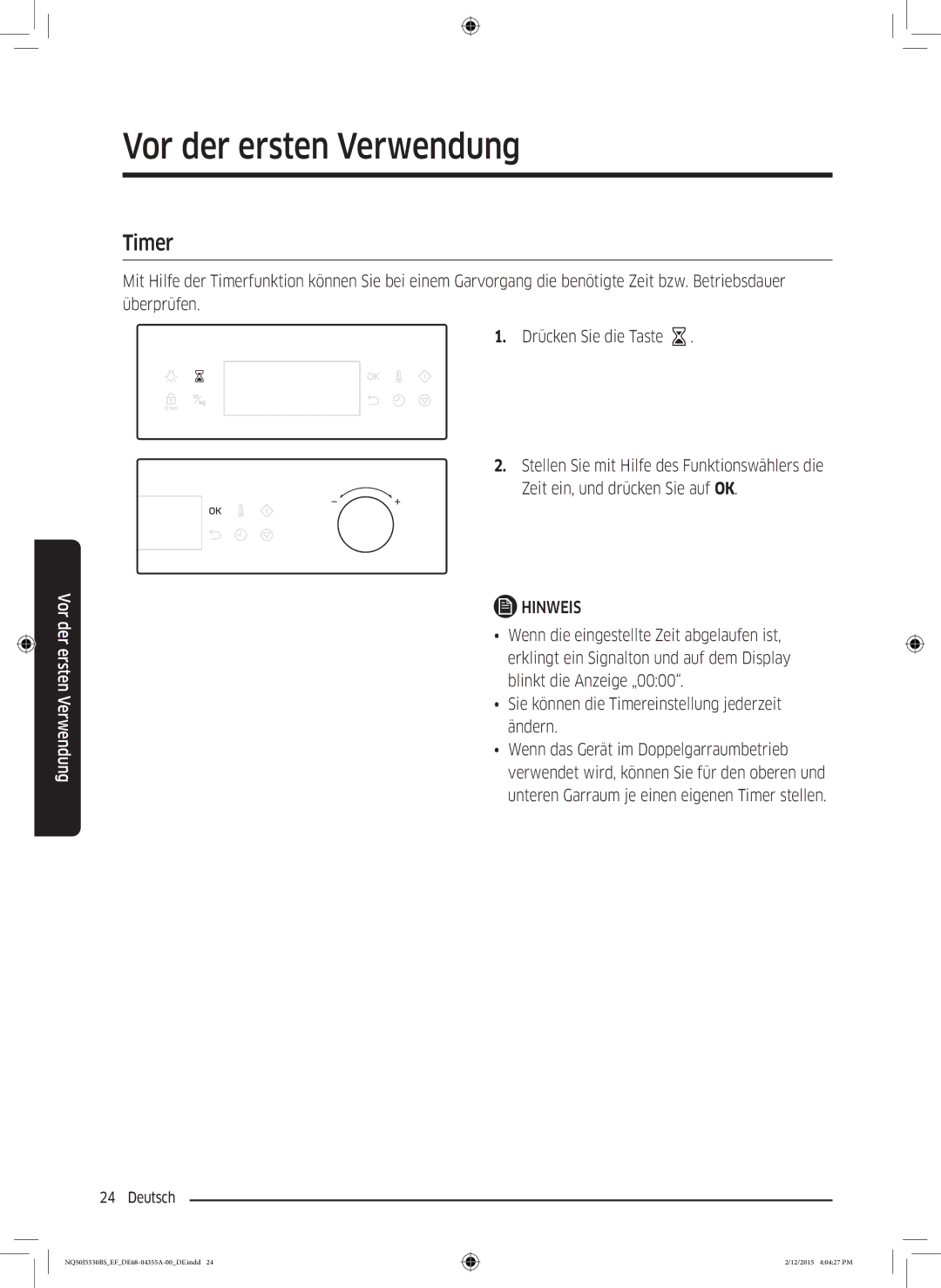 Samsung NQ50J5530BS/EF manual Timer 