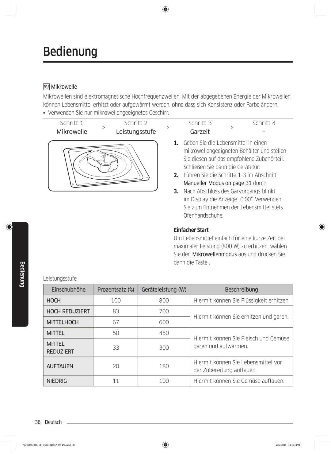 Samsung NQ50J5530BS/EF manual Einfacher Start 