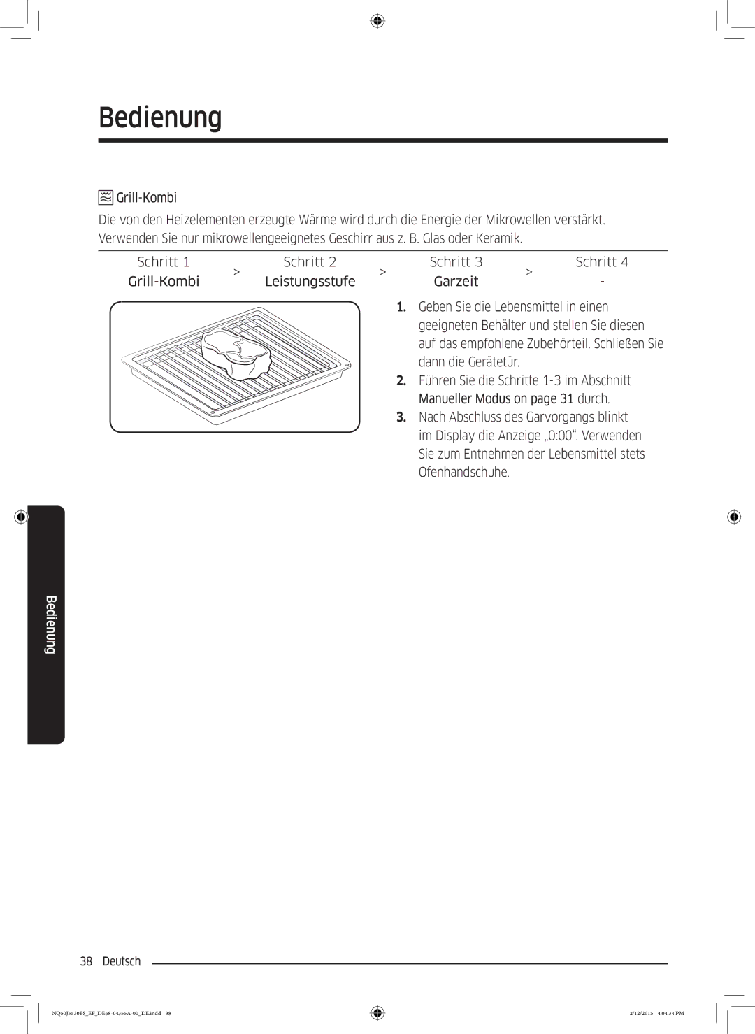 Samsung NQ50J5530BS/EF manual Grill-Kombi 