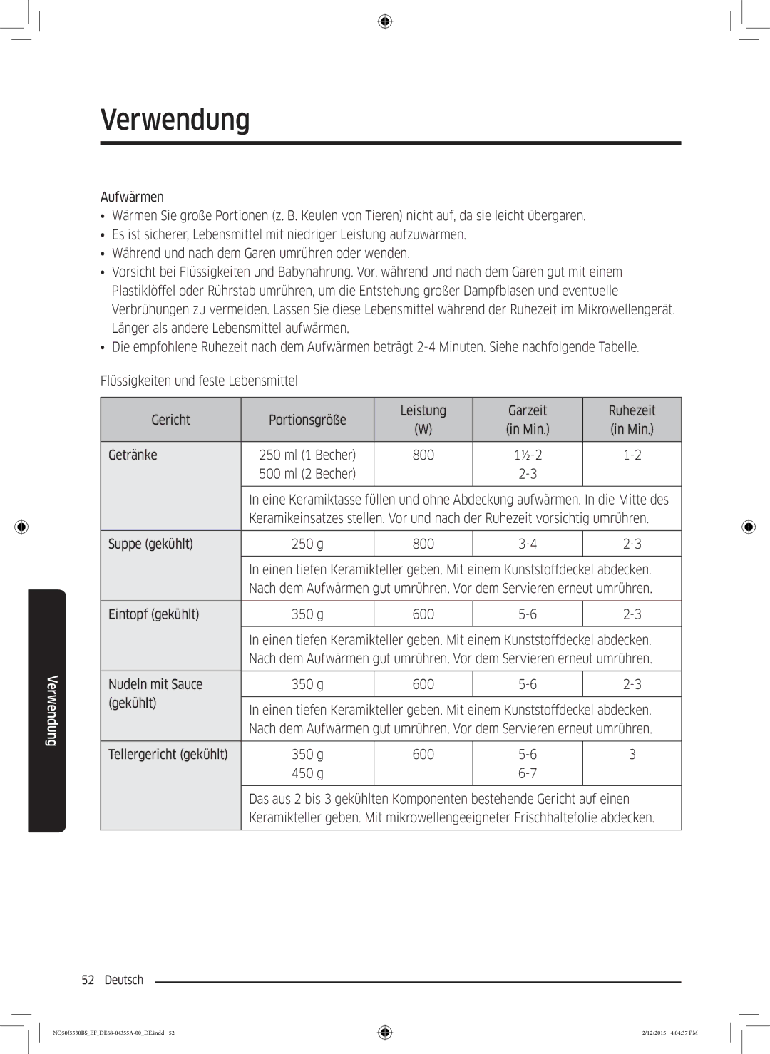 Samsung NQ50J5530BS/EF manual Min, 800 ½-2 