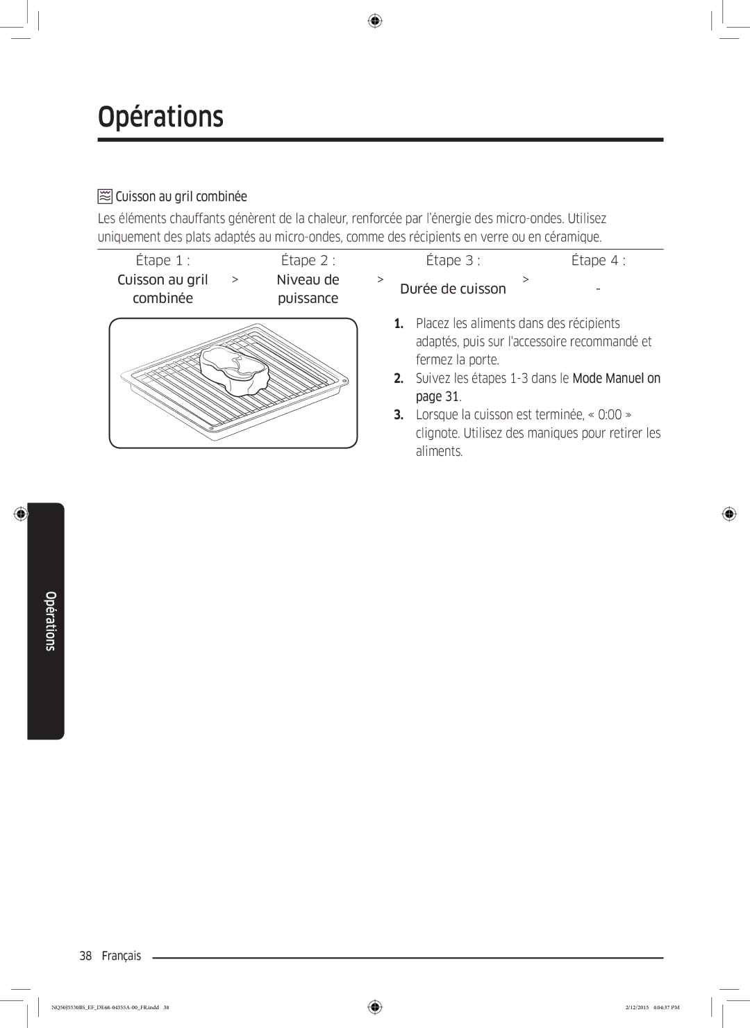 Samsung NQ50J5530BS/EF manual Cuisson au gril combinée 