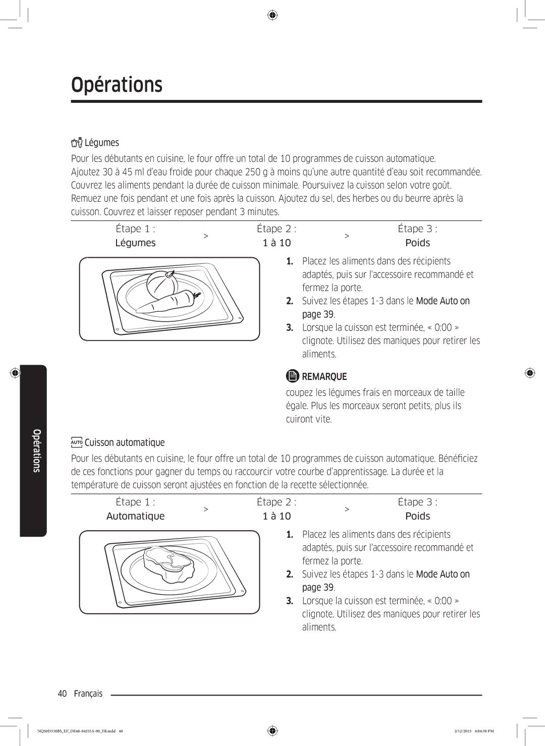 Samsung NQ50J5530BS/EF manual Opérations 