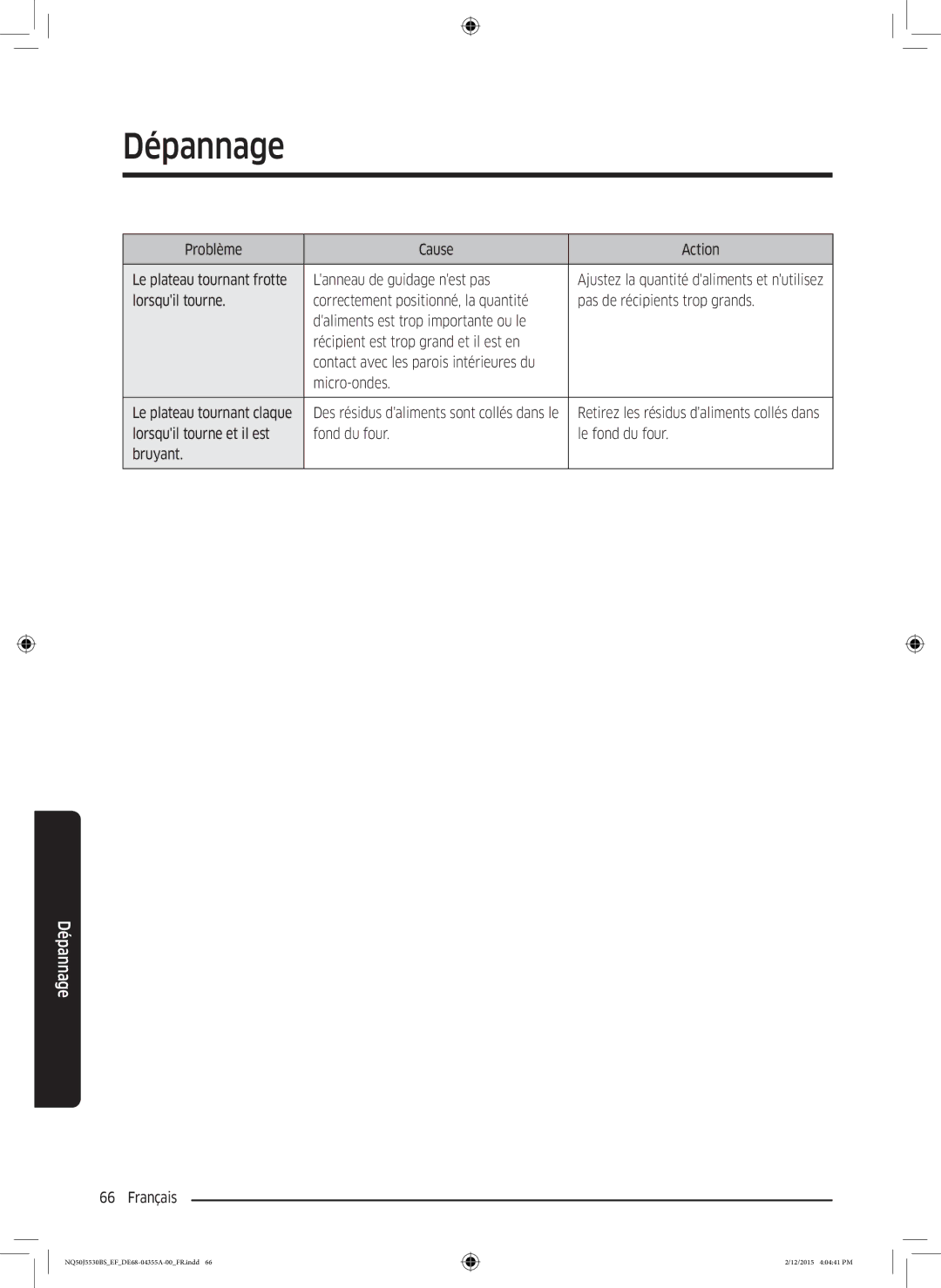 Samsung NQ50J5530BS/EF manual Ajustez la quantité daliments et nutilisez 