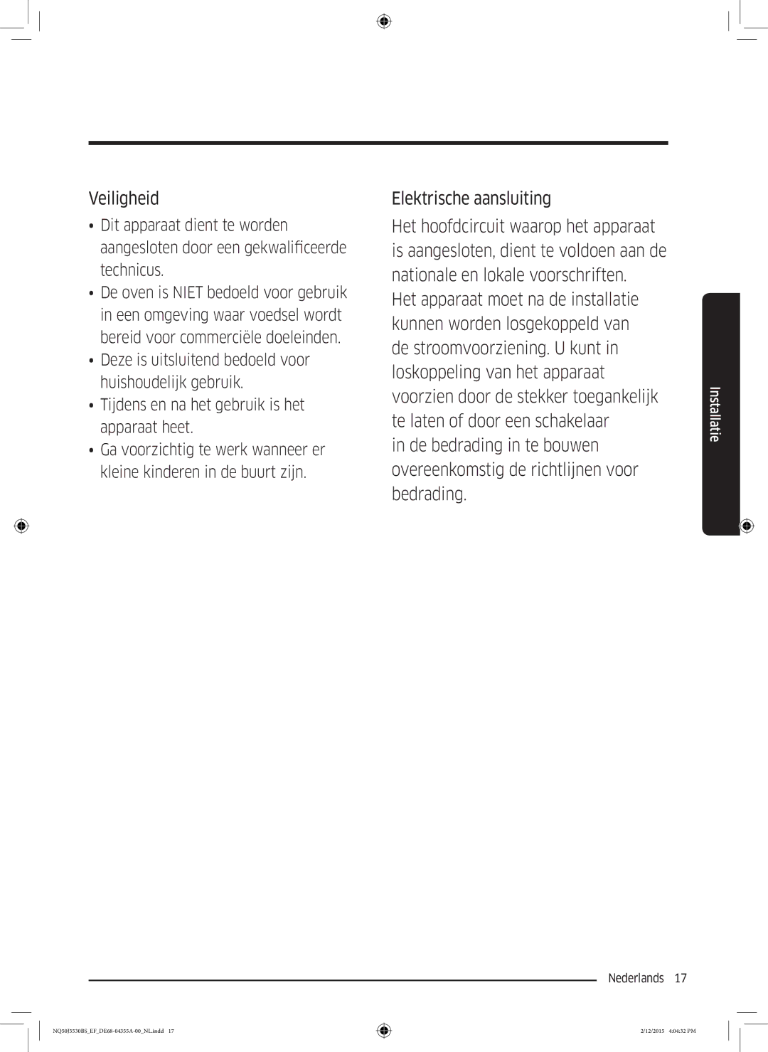 Samsung NQ50J5530BS/EF manual Veiligheid 