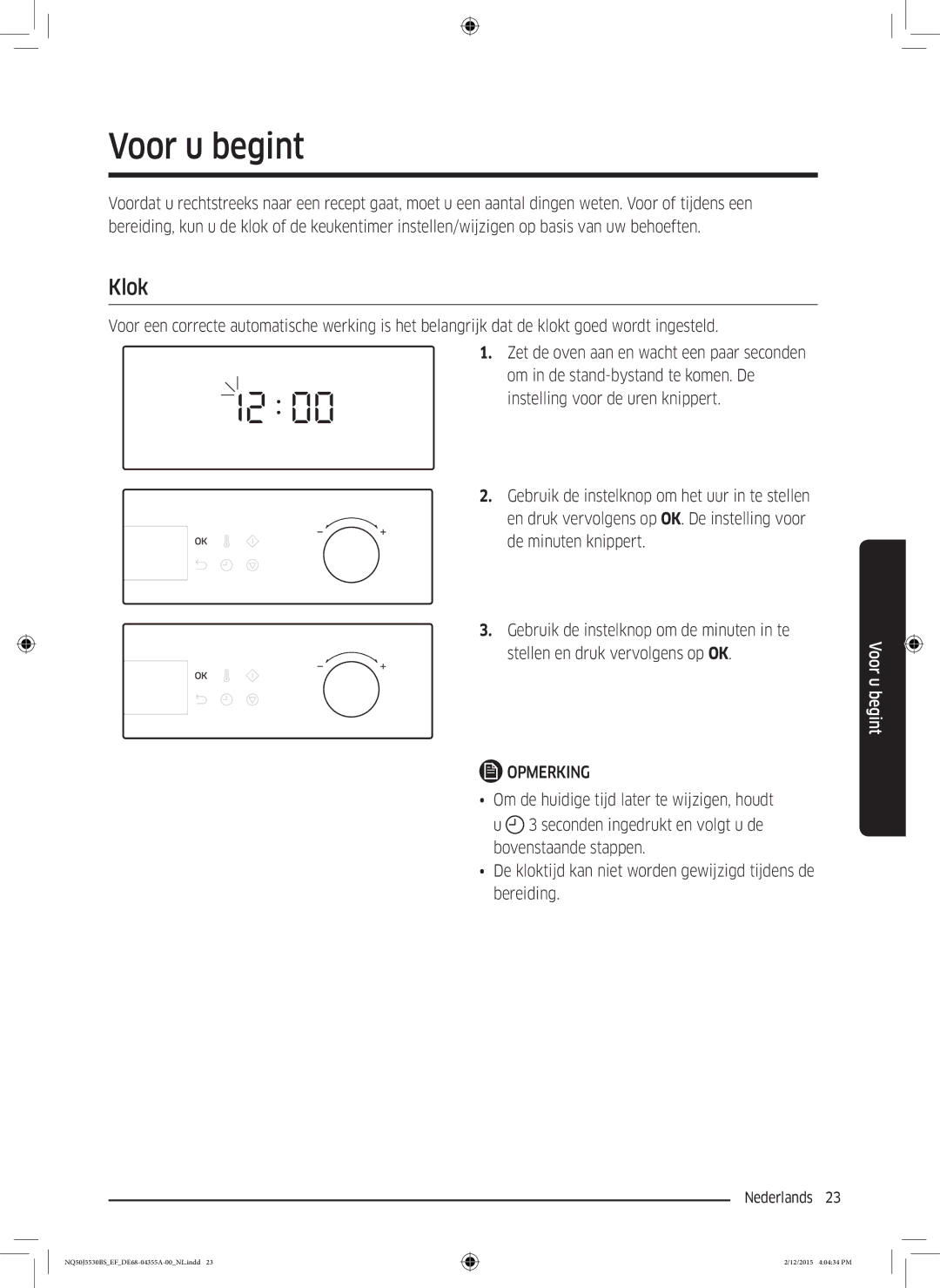 Samsung NQ50J5530BS/EF manual Voor u begint, Klok 