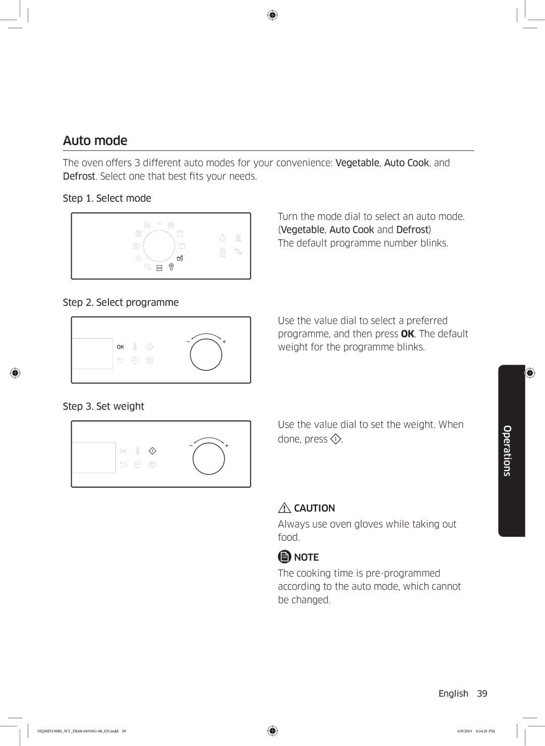 Samsung NQ50J5530BS/WT manual Auto mode 