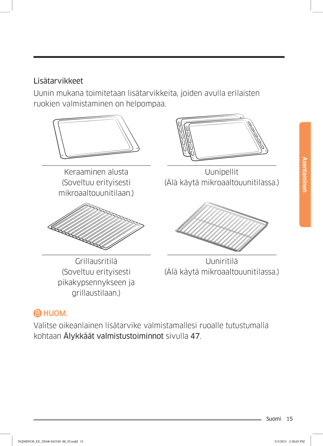 Samsung NQ50J9530BS/EE manual Huom 