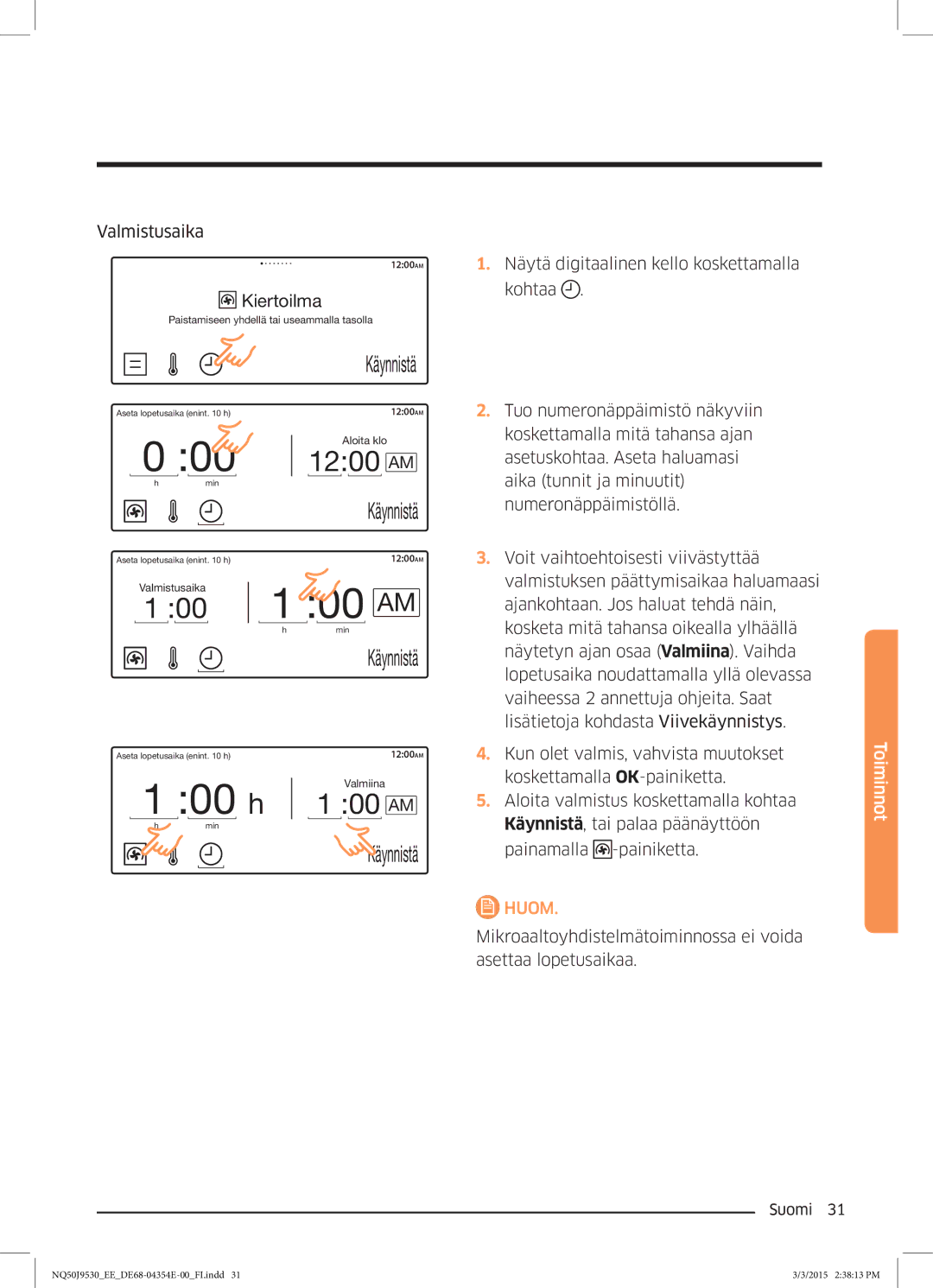 Samsung NQ50J9530BS/EE manual Valmistusaika 