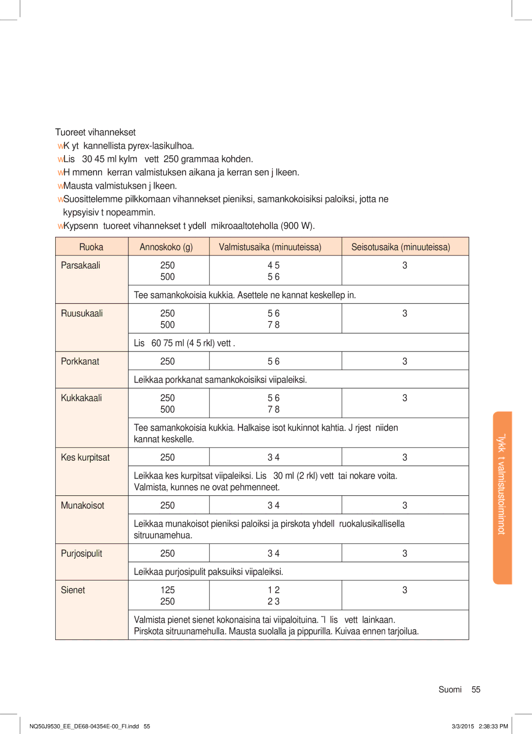 Samsung NQ50J9530BS/EE manual Älykkäät valmistustoiminnot 