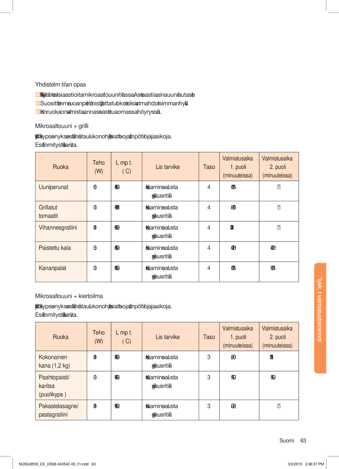 Samsung NQ50J9530BS/EE manual Yhdistelmätilan opas 