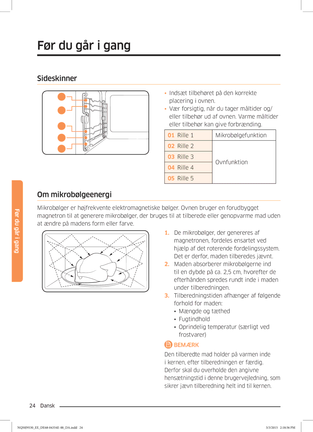 Samsung NQ50J9530BS/EE manual Sideskinner Om mikrobølgeenergi 