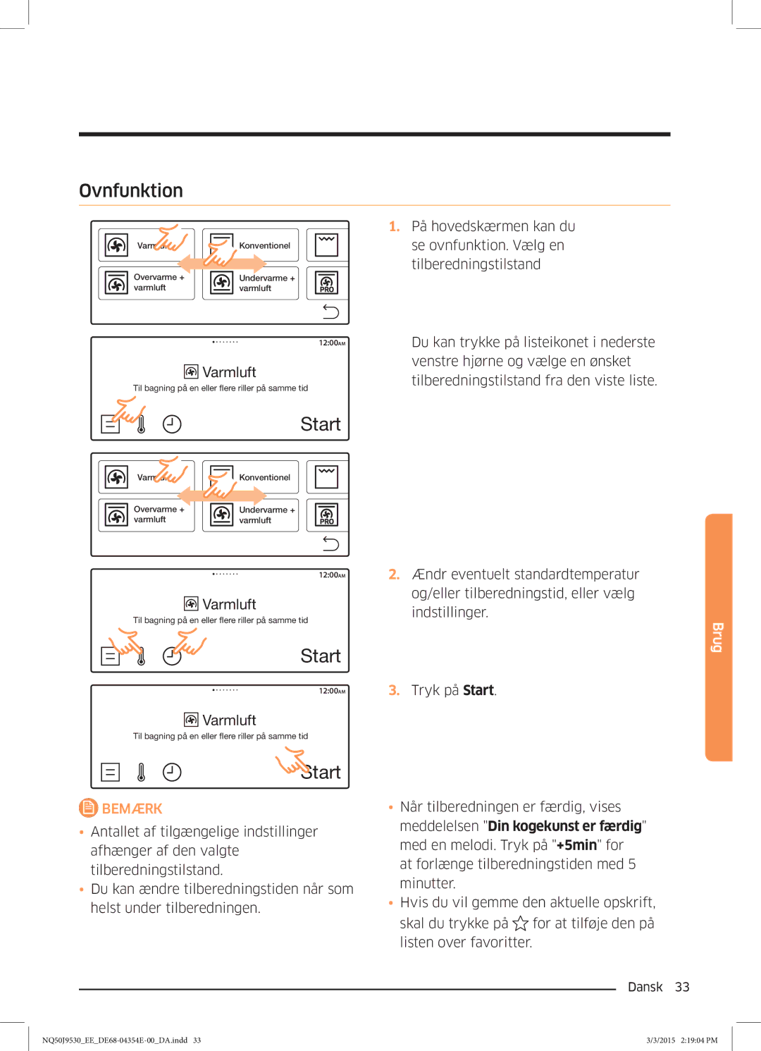 Samsung NQ50J9530BS/EE manual Ovnfunktion 