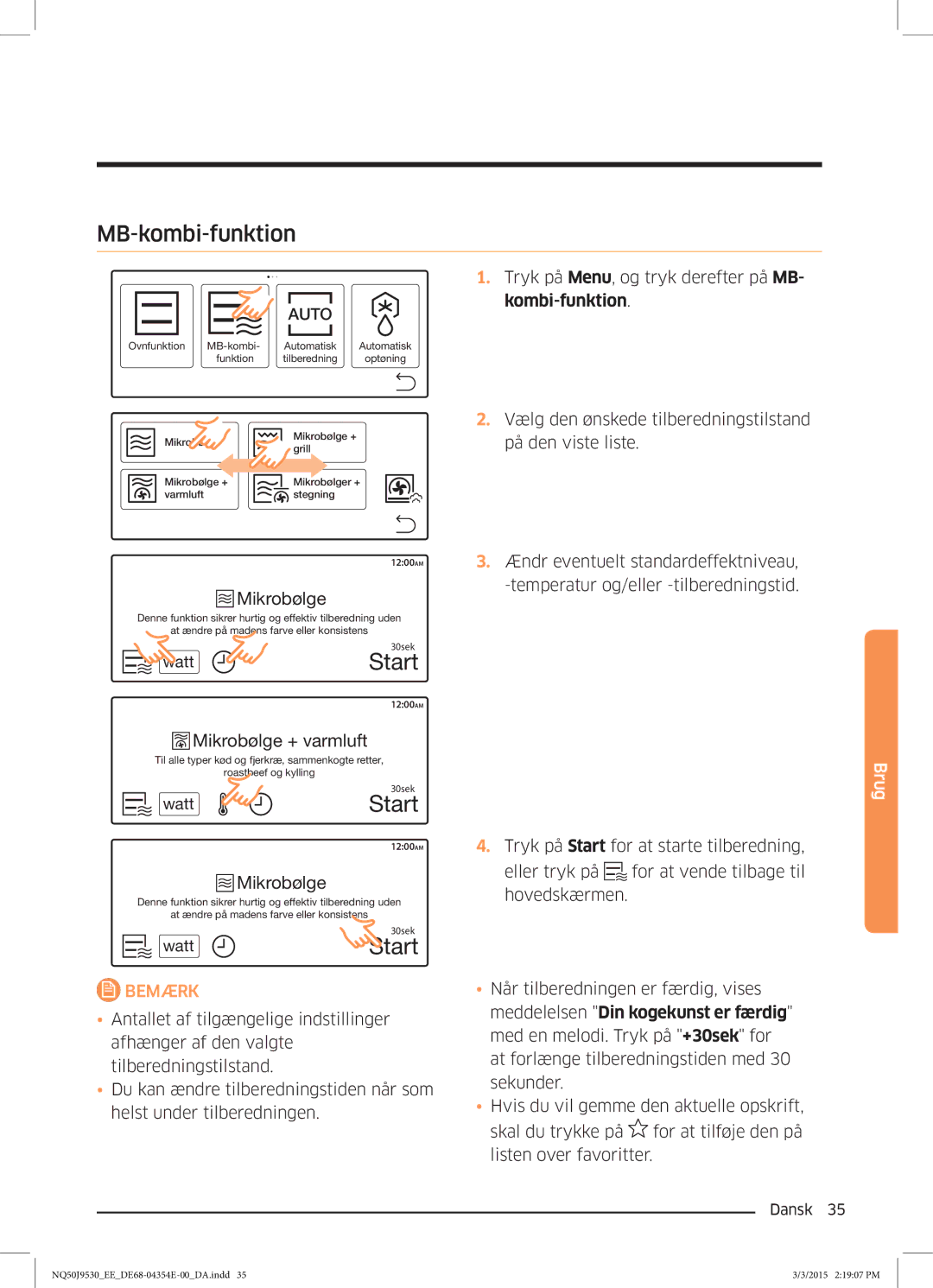 Samsung NQ50J9530BS/EE manual MB-kombi-funktion, Kombi-funktion 