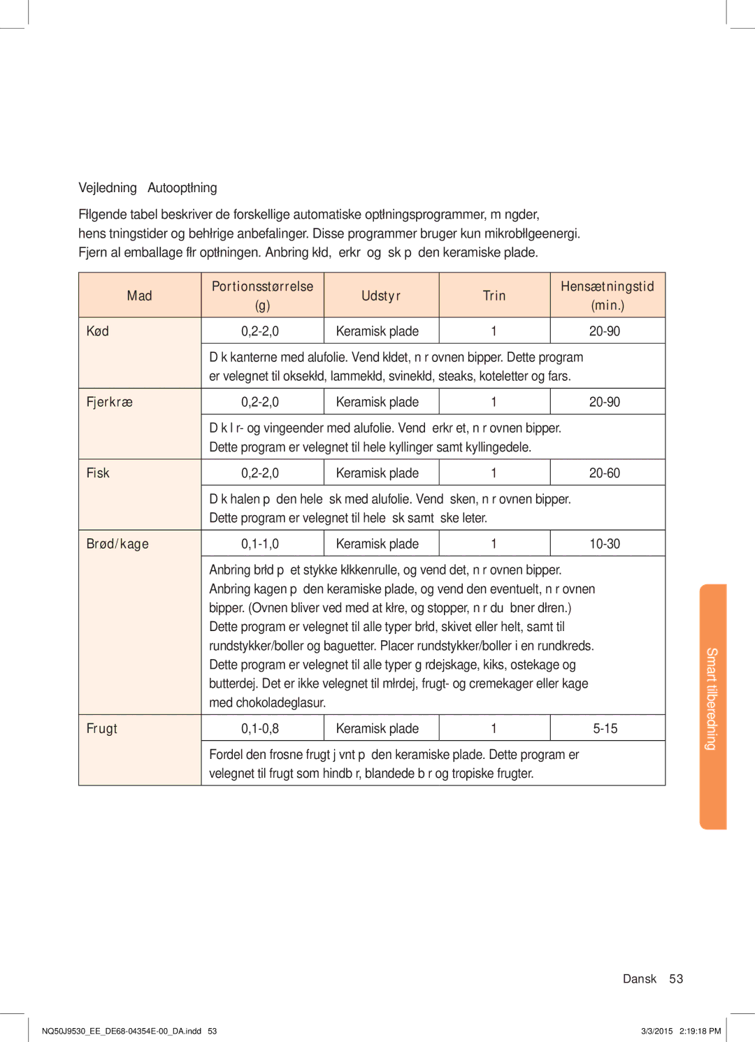 Samsung NQ50J9530BS/EE manual Vejledning Autooptøning 