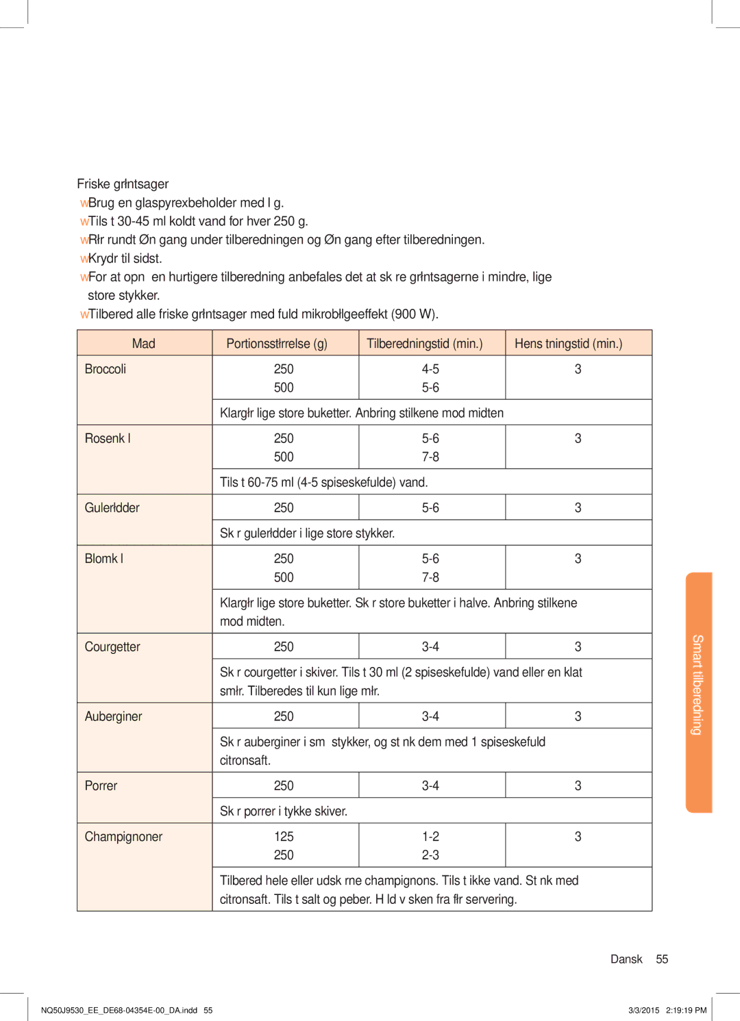 Samsung NQ50J9530BS/EE manual Smart tilberedning 