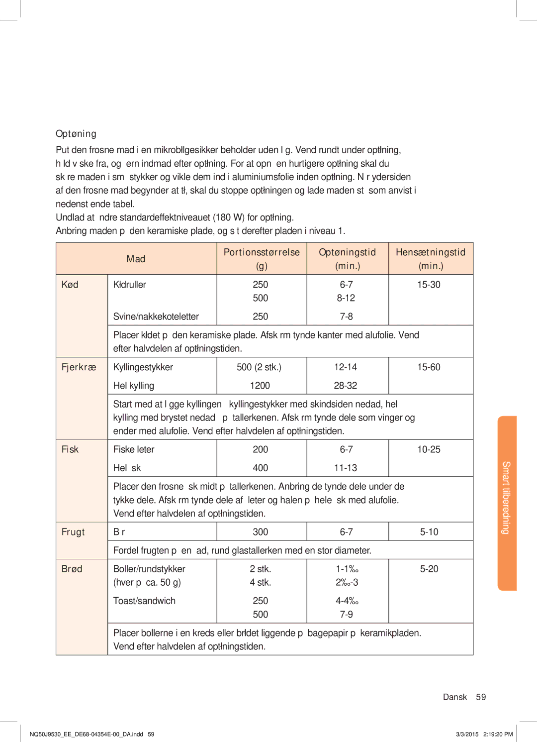 Samsung NQ50J9530BS/EE manual Smart tilberedning 