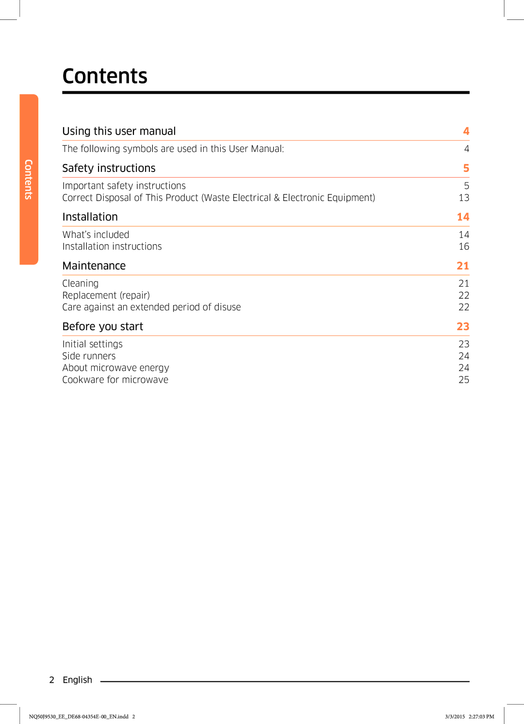 Samsung NQ50J9530BS/EE manual Contents 