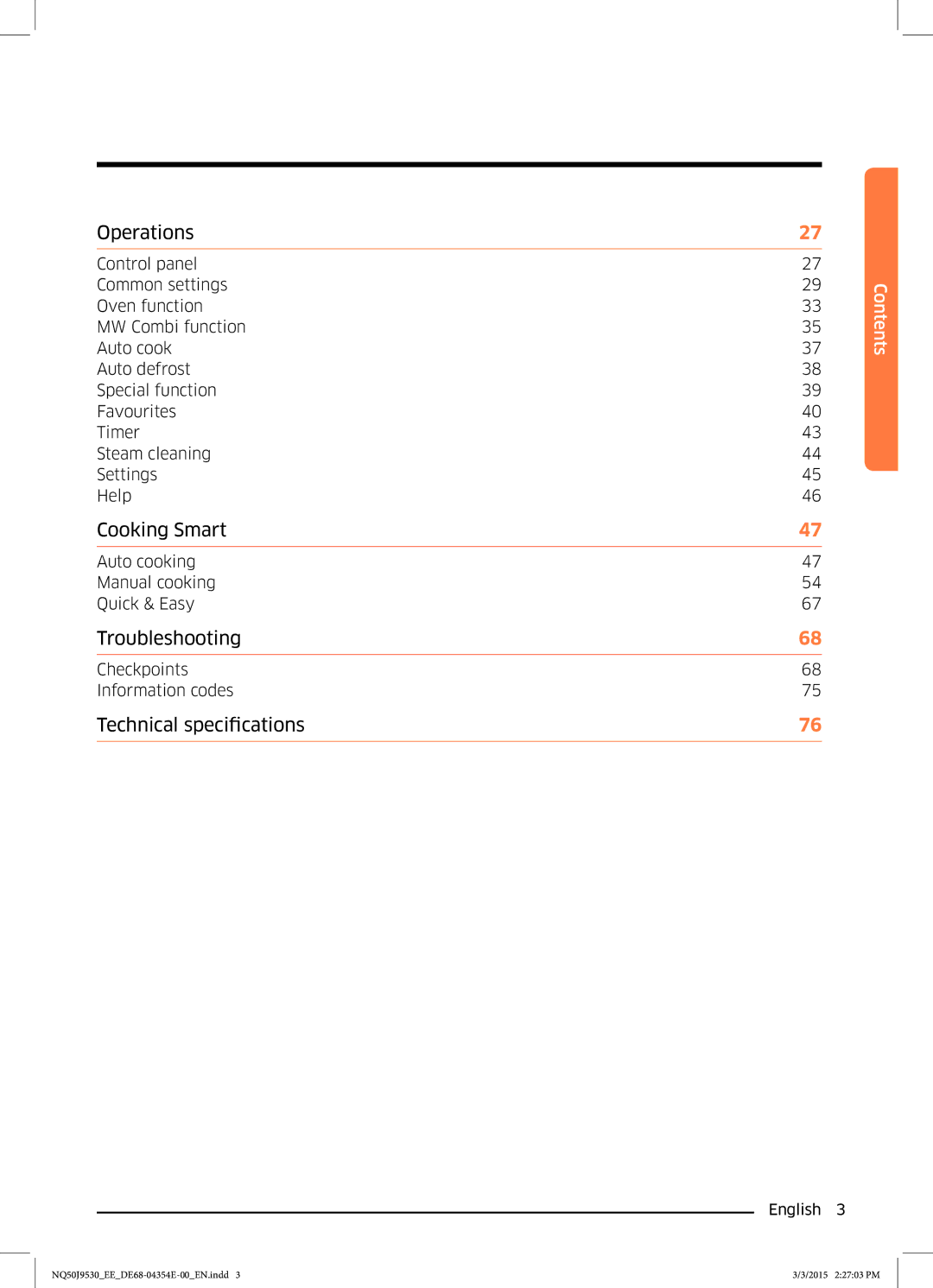 Samsung NQ50J9530BS/EE manual Cooking Smart 