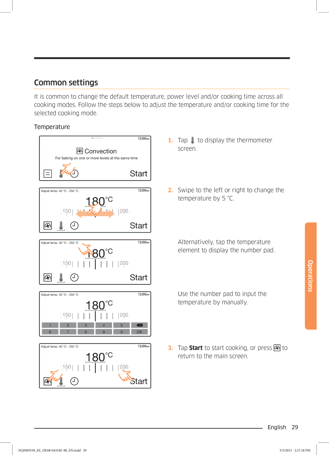 Samsung NQ50J9530BS/EE manual Common settings 