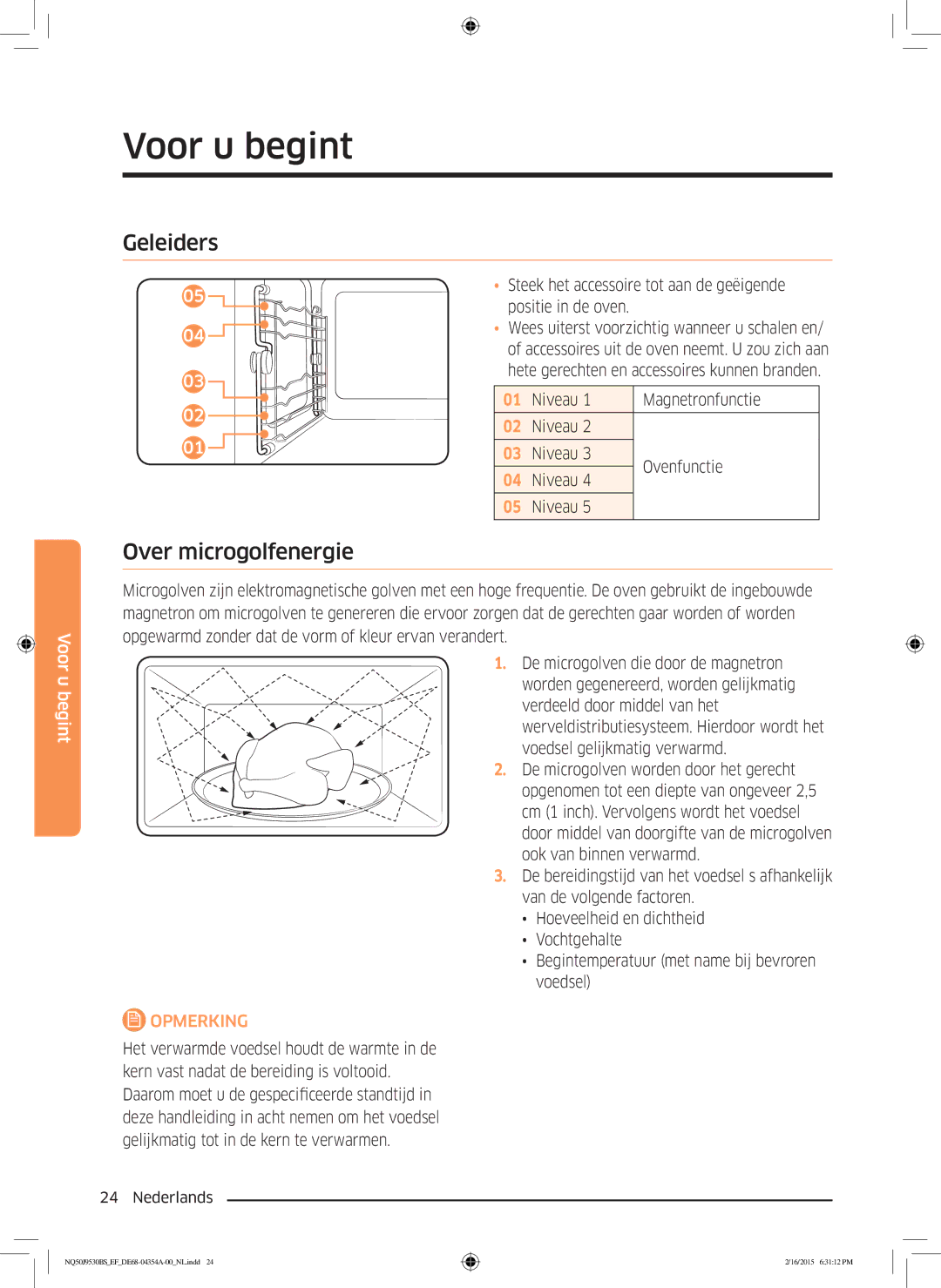 Samsung NQ50J9530BS/EF manual Geleiders Over microgolfenergie, Niveau Magnetronfunctie Ovenfunctie 