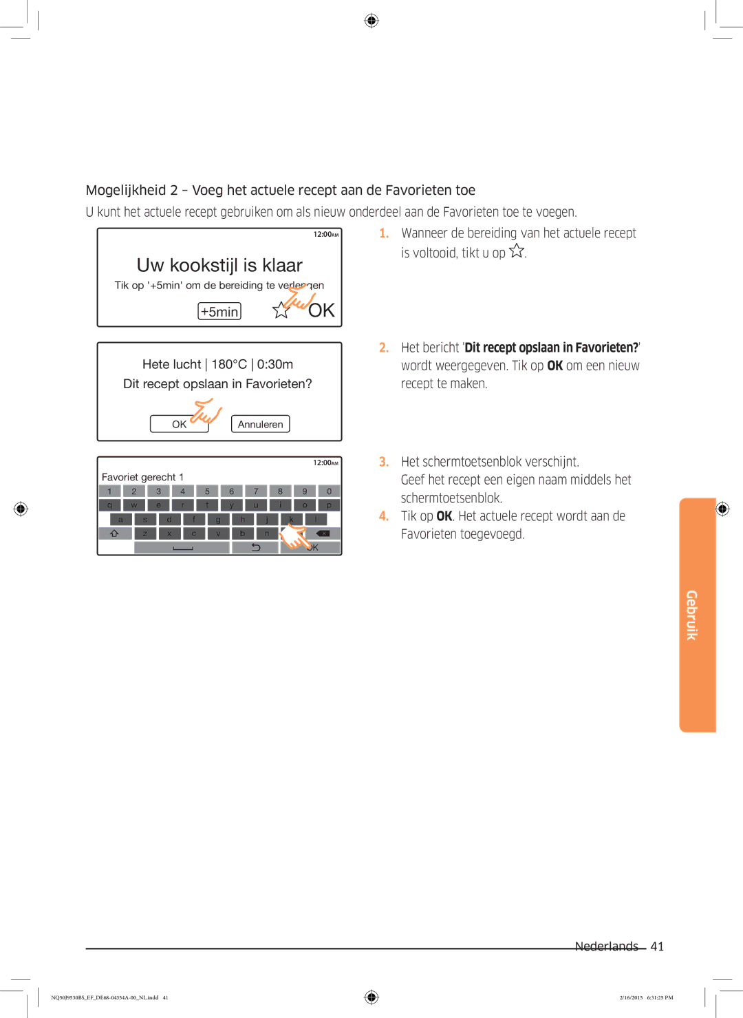 Samsung NQ50J9530BS/EF manual Hete lucht 180C 030m Dit recept opslaan in Favorieten? 