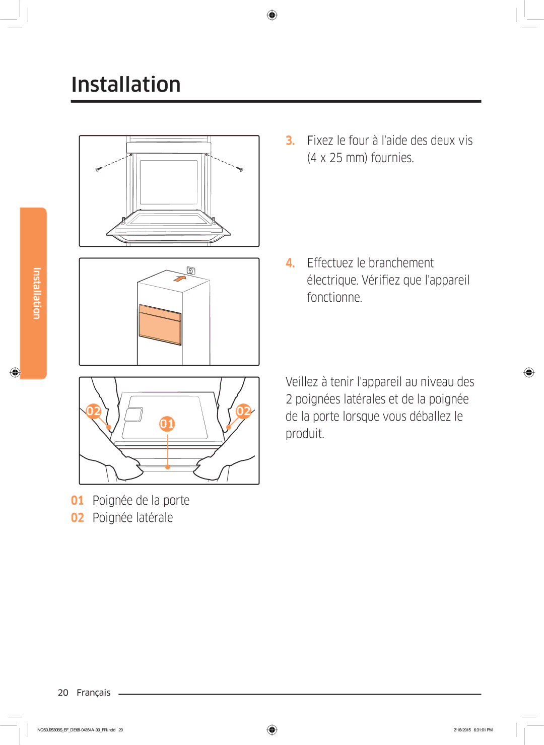 Samsung NQ50J9530BS/EF manual Produit, Poignée de la porte Poignée latérale 