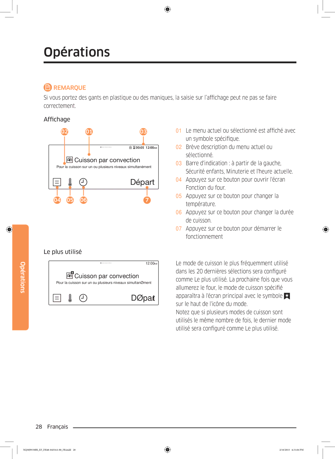 Samsung NQ50J9530BS/EF manual Affichage, Le plus utilisé 