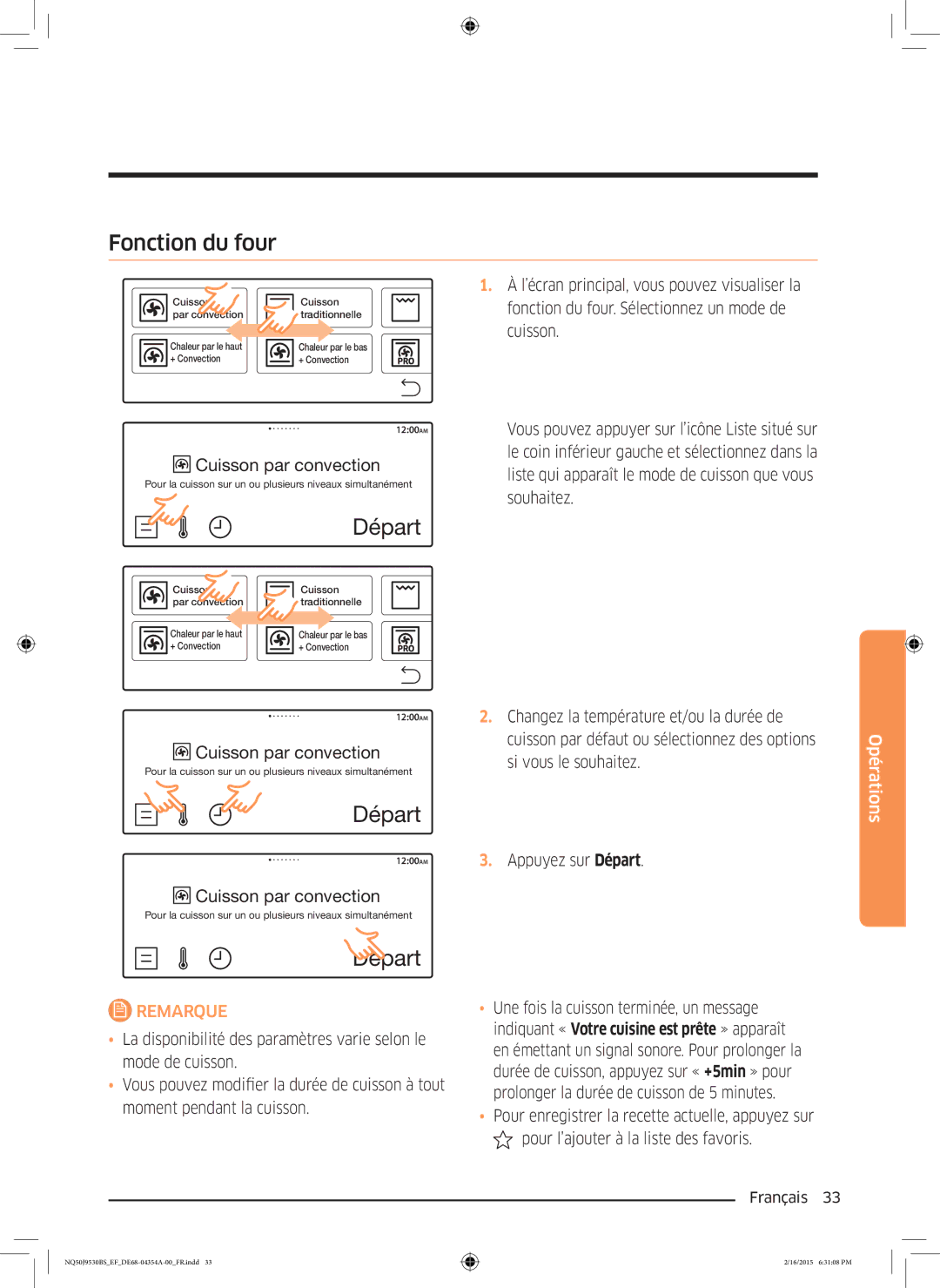 Samsung NQ50J9530BS/EF manual Fonction du four, Cuisson 