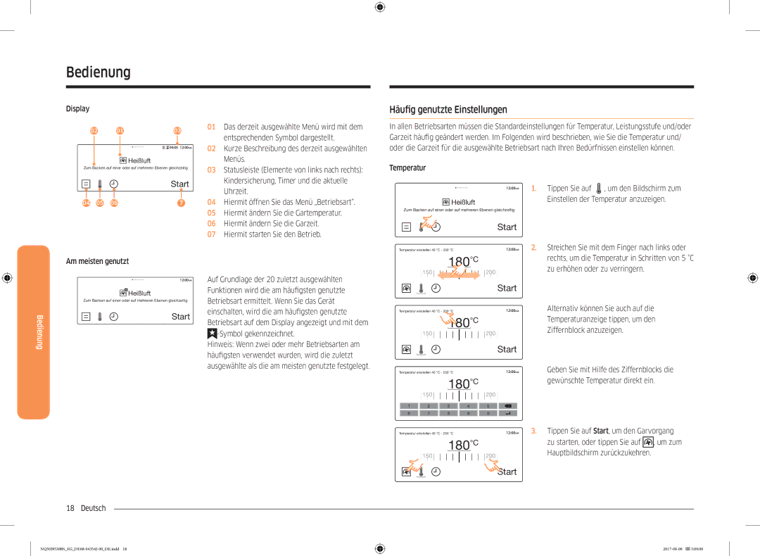 Samsung NQ50J9530BS/EG manual Häufig genutzte Einstellungen, Start, Display, Am meisten genutzt 