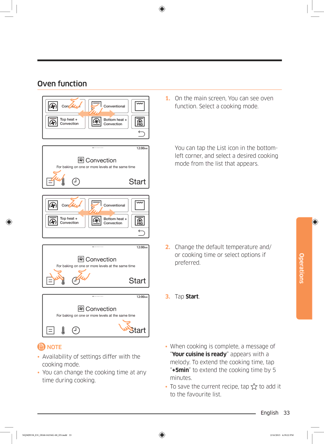 Samsung NQ50J9530BS/EO manual Oven function 