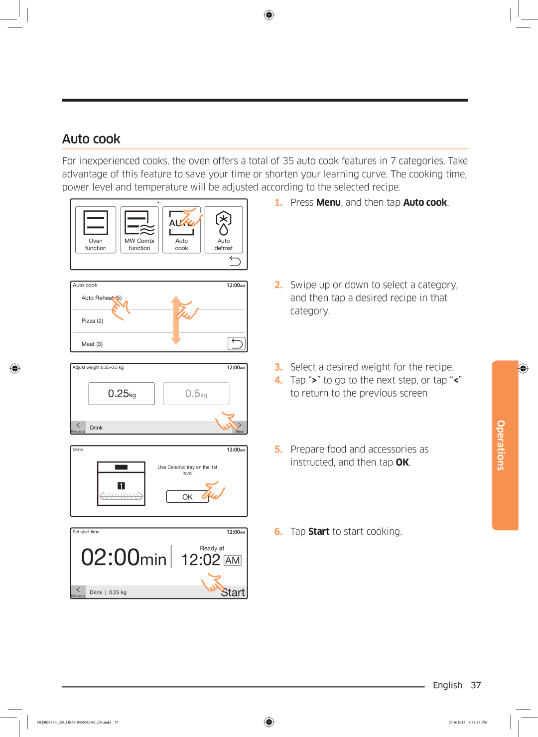 Samsung NQ50J9530BS/EO manual Auto cook 