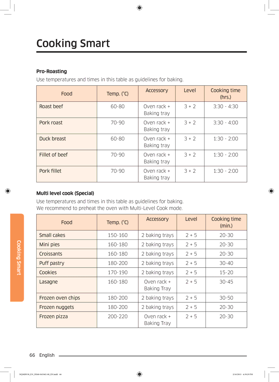 Samsung NQ50J9530BS/EO manual Pro-Roasting, Multi level cook Special 