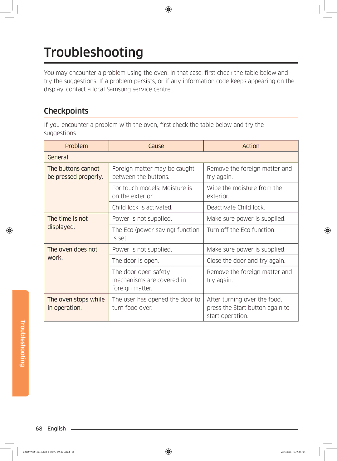 Samsung NQ50J9530BS/EO manual Troubleshooting, Checkpoints 