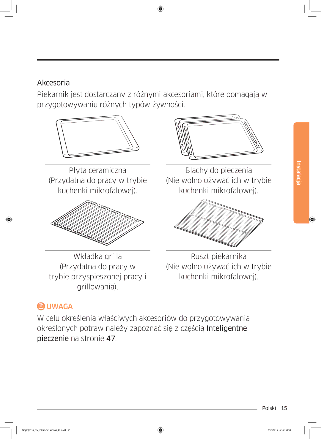 Samsung NQ50J9530BS/EO manual Uwaga 