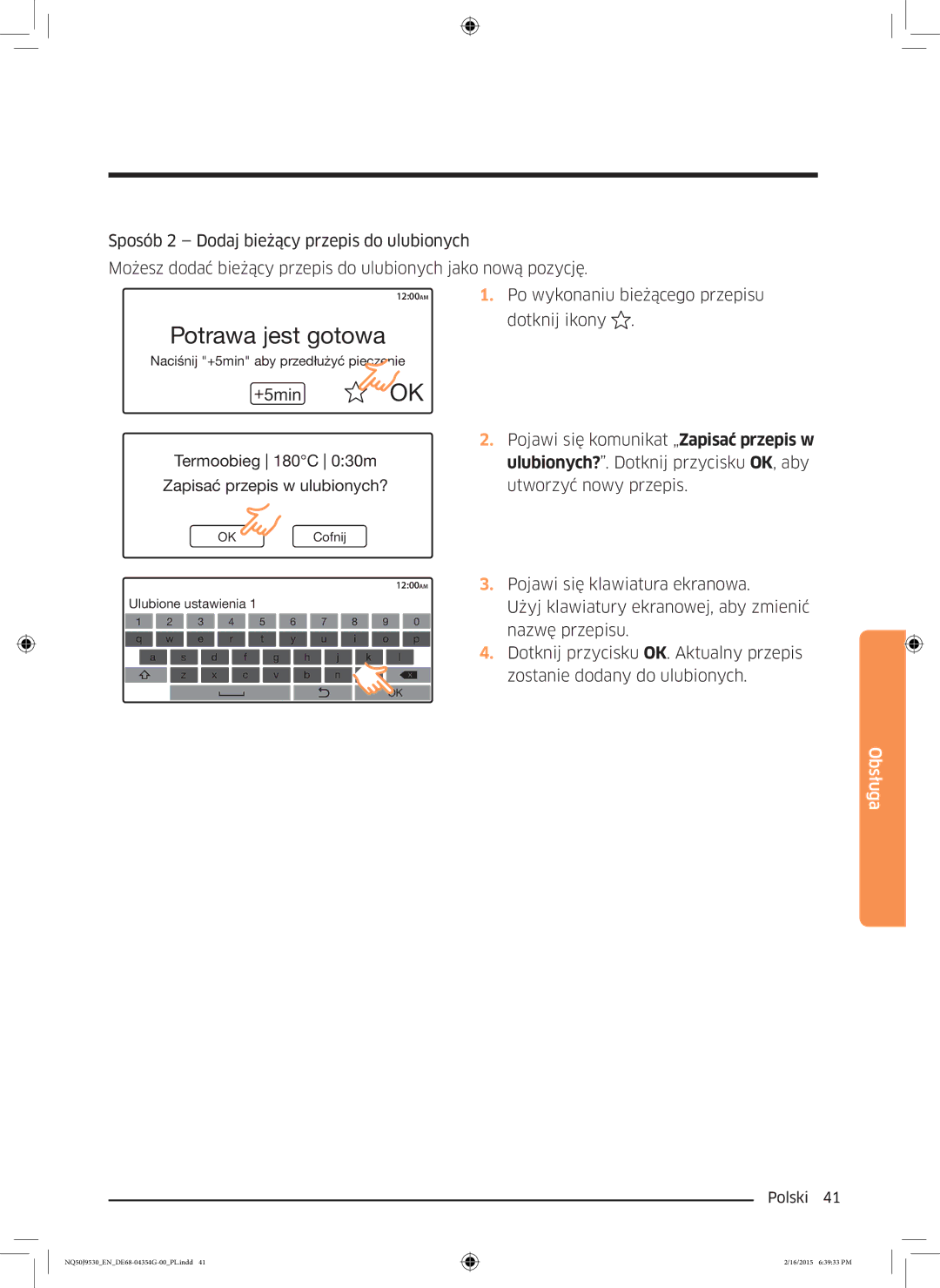 Samsung NQ50J9530BS/EO manual Potrawa jest gotowa 