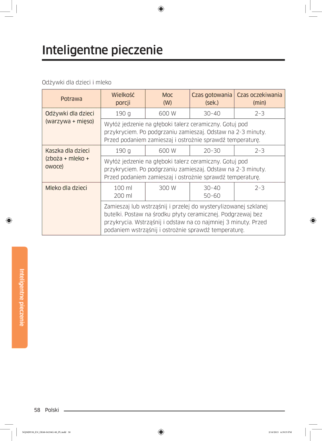 Samsung NQ50J9530BS/EO manual Inteligentne pieczenie 