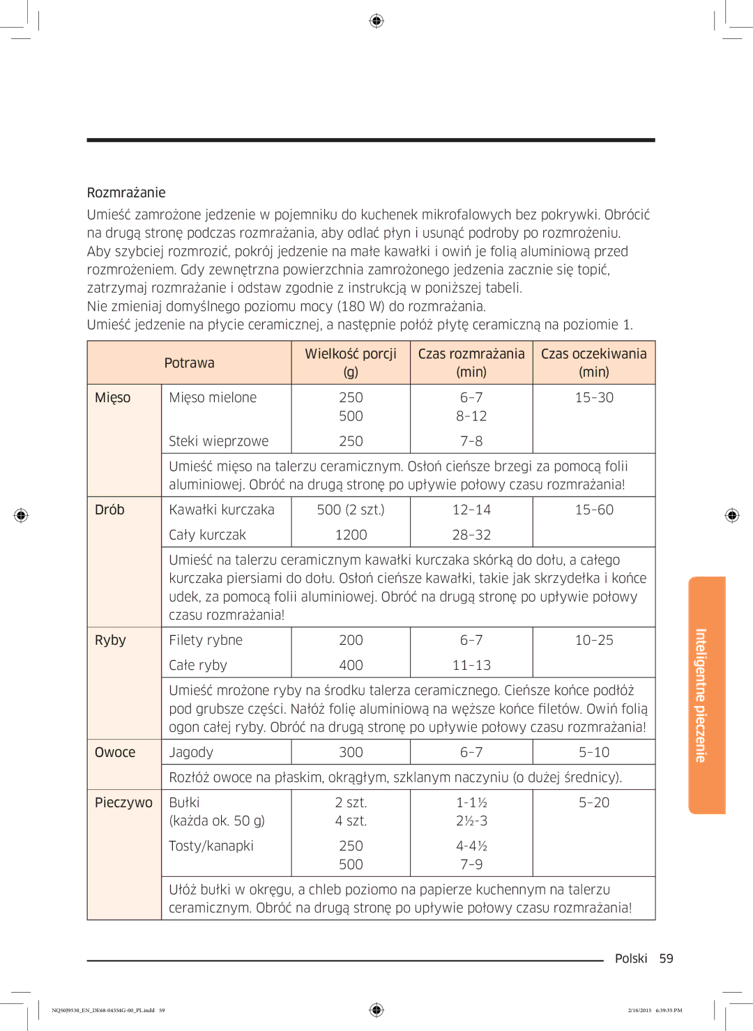 Samsung NQ50J9530BS/EO manual Inteligentne pieczenie 