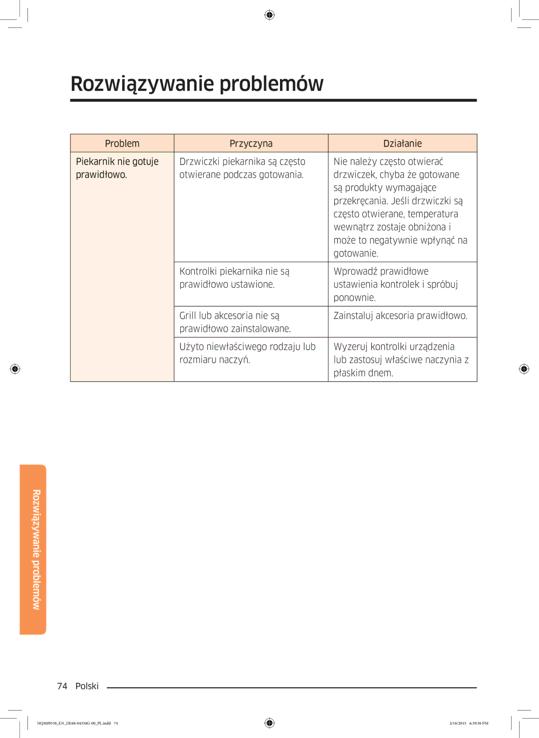 Samsung NQ50J9530BS/EO manual Rozwiązywanie problemów 