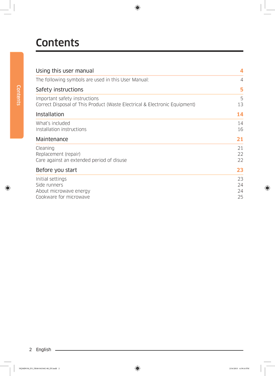 Samsung NQ50J9530BS/EO manual Contents 