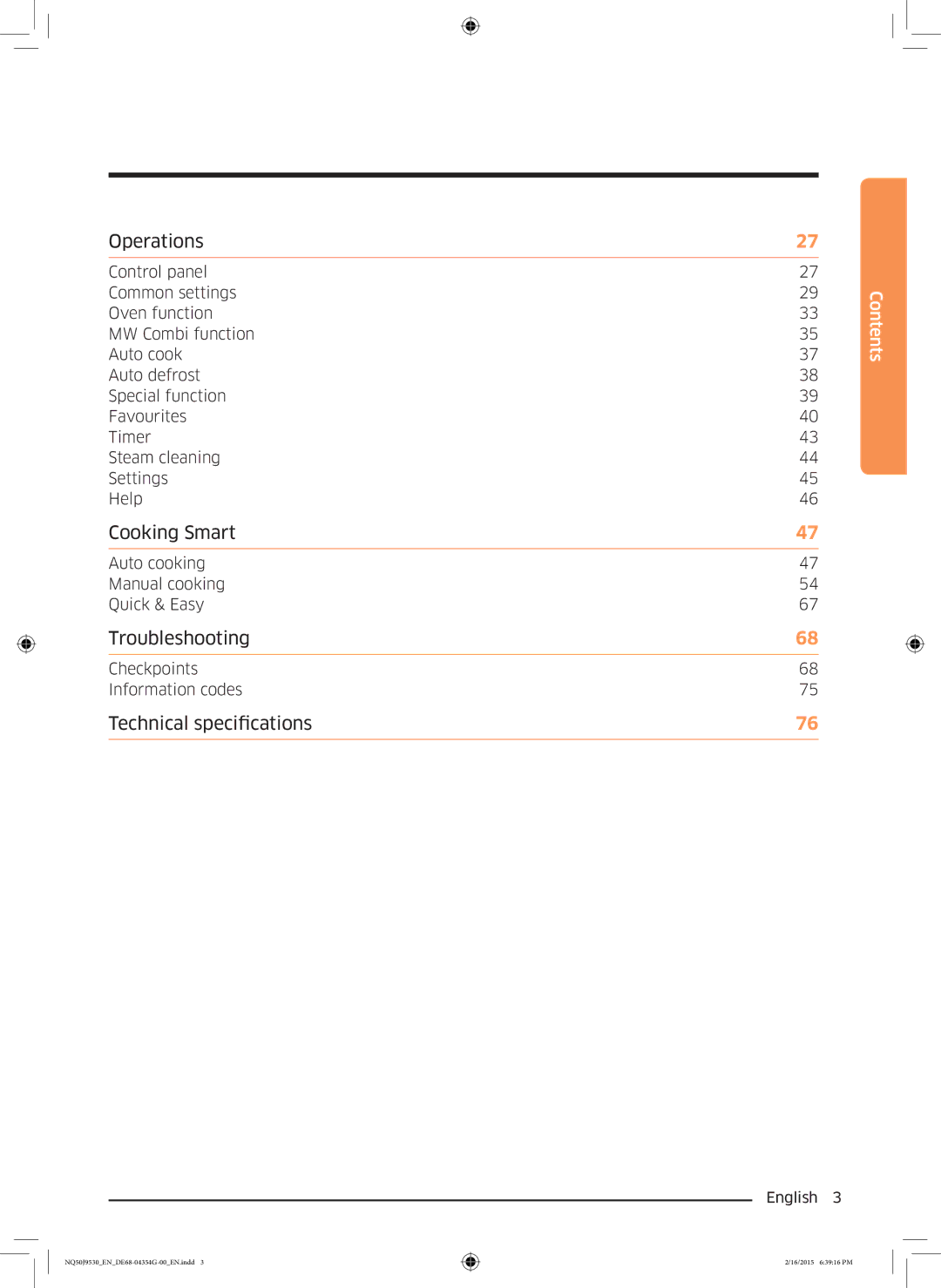 Samsung NQ50J9530BS/EO manual Cooking Smart 