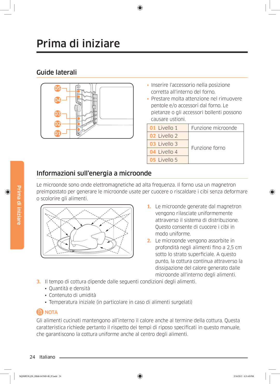 Samsung NQ50J9530BS/ET manual Guide laterali, Informazioni sull’energia a microonde 